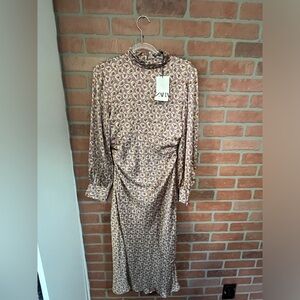 Zara purple floral printed midi dress